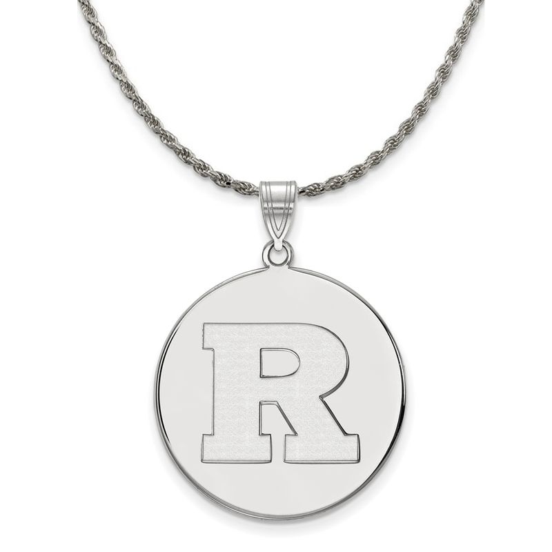 Sterling Silver Rutgers Xl Initial R Disc Necklace - 18 Inch
